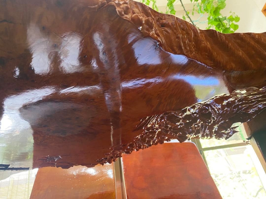 栃の木　とちの木　一枚板テーブル　注文製作　イス5脚　座敷用脚短い有　一枚板