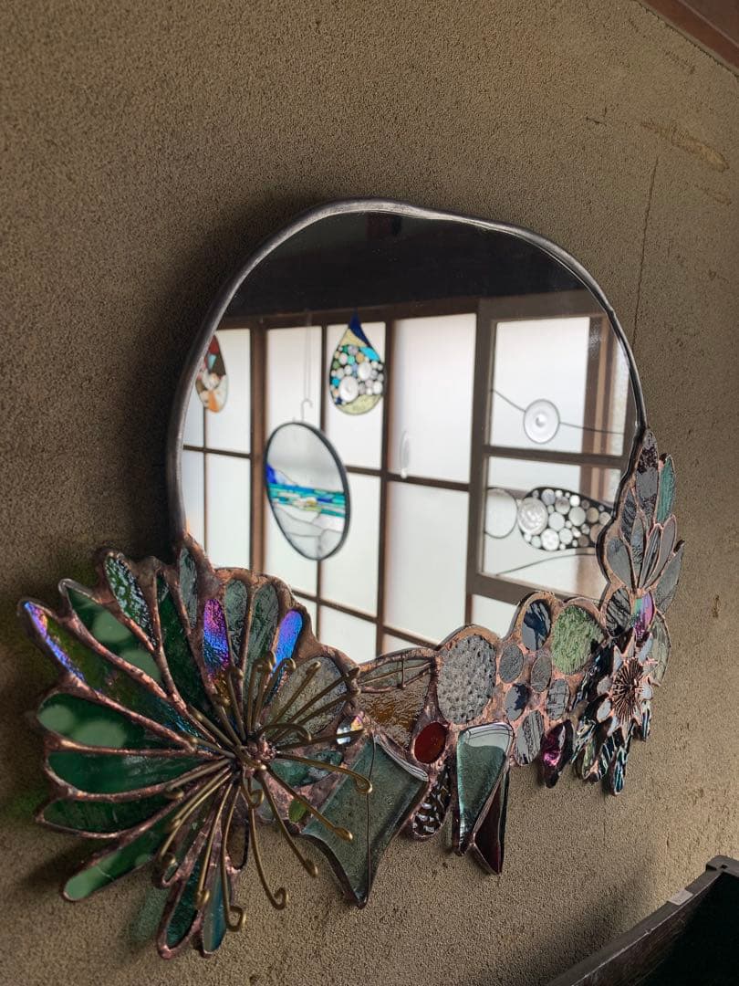 ボタニカルミラー　ステンドグラスミラー　鏡